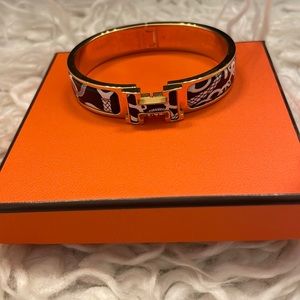 Authentic hard to find Hermes Clic H Enamel Printed Bangle